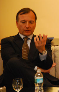 Franco Frattini at a press conference at Italian Embassy