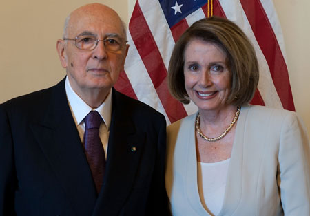 Pelosi greets Napolitano